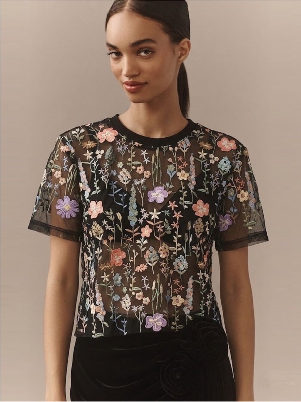 DOLAN x ANTHROPOLOGIE SHEER EMBROIDERED T-SHIRT